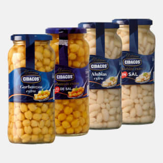 Alubias o Garbanzos cocidos Cidacos (frasco 400 g) por 1€ en Gadis