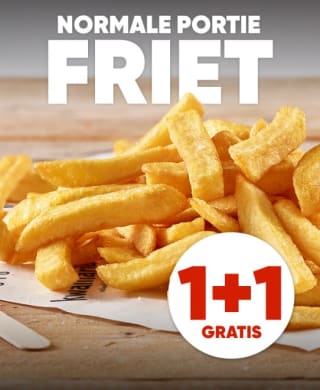 1+1 gratis op normale portie friet bij Kwalitaria