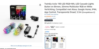 Twinkly Icicle 190 LED RGB+Wit voor €46,25 bij Amazon