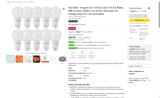Paquete 10 Focos LED A19 8.5W por $151 | Oferta Amazon