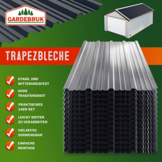 Jeu de 14 tôles trapézoïdales Gris 110x46cm (7m²) pour 54,99€ chez DeubaXXL