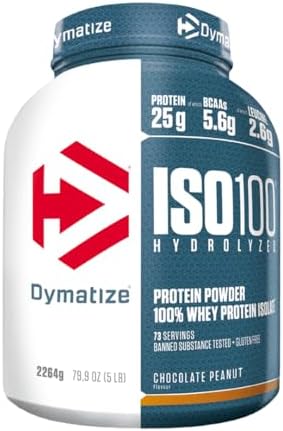 Dymatize ISO 100 Hydrolyzed Chocolate Peanut 2264g por 56,80€ en Amazon