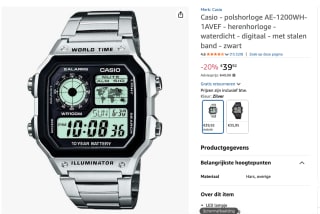 Casio AE-1200WHD-1AVEF voor €39,92 bij Amazon