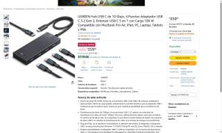 UGREEN Hub USB C 5 en 1 10 Gbps por $359 | Amazon