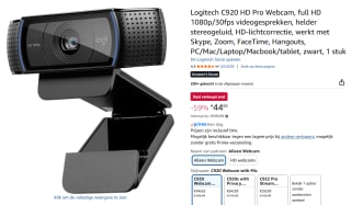 LOGITECH C920 HD Pro webcam voor €44,65 bij Amazon