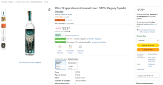 Mitre Origen Mezcal Artesanal Joven 700ml por $259 en Amazon