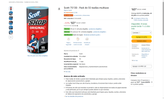 Scott 75130 Pack 55 Toallas Multiuso por $60 | Oferta Amazon