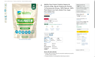 Wellthy Peas Protein 450g por $186 | Amazon