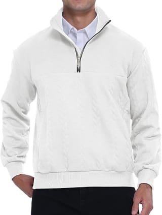 APTRO Men’s Quarter Zip Sweatshirt – Waffle Textured Long Sleeve Pullover – £9.90
