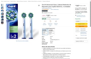 2 Pack Cabezal Oral B Redondo $150 | Amazon