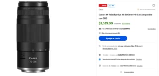 Lente Canon RF 75-300mm f/4-5.6 por $3,539 | Walmart