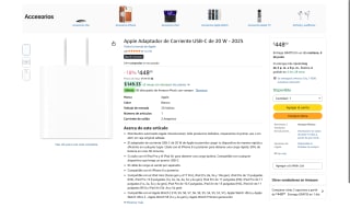 Adaptador USB-C 20W Apple por $448 | Descuento Amazon