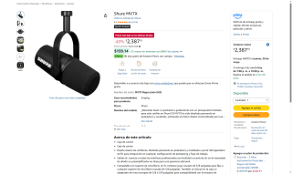Micrófono Shure MV7X por $2,387 | Oferta Amazon