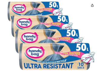 Lot de 4 paquets de sacs poubelle Handy Bag - 50 L à 8,36€