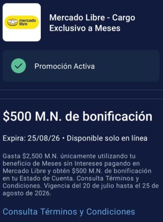 Bonificación de $500 en Mercado Libre | AMEX