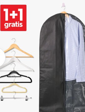 1+1 gratis op kledingopbergers en hangers bij HEMA
