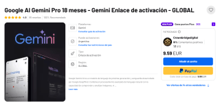Google AI Gemini Pro 18 meses por $200 en G2A
