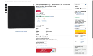 Cartera Billfold Lacoste por $856 | Oferta Amazon