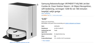 Samsung Bespoke Jet Bot Combo Steam Robotstofzuiger voor €648,31 bij Amazon