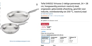 Tefal Virtuoso Koekenpannenset 24 + 28 cm voor €44,93 bij Amazon