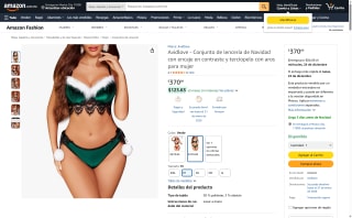 Conjunto Lencería Navidad Encaje Terciopelo por $370 | Amazon