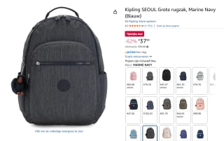 Kipling SEOUL Rugzak - MARINE NAVY voor €37,98 bij Amazon