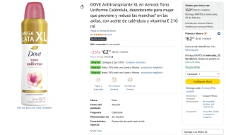 Dove XL Aerosol Tono Uniforme Caléndula 210ml por $63 | Amazon