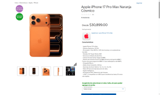 iPhone 17 Pro Max 256GB por $23,399 | Costco (TDC Banamex)