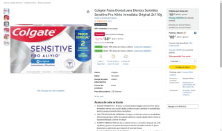 Colgate Sensitive Pro Alivio Inmediato 2x110g por $89 | Amazon