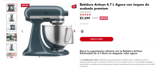 Batidora Artisan 4.7 L Agave por $5,865 | KitchenAid (MP y BBVA)
