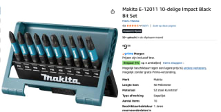 Makita Impact Black Bit-Set 10-delig E-12011 Bitset voor €9,99 bij Amazon