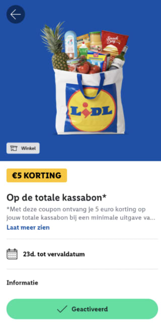 €5 korting op je bestelling in de Lidl (web)shop