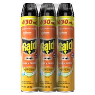 Raid Casa y Jardín Insecticida Aerosol 3x430 ml por $161.13 en Amazon