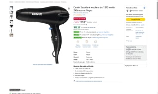 Secadora Conair 1875W por $218 | Oferta Amazon