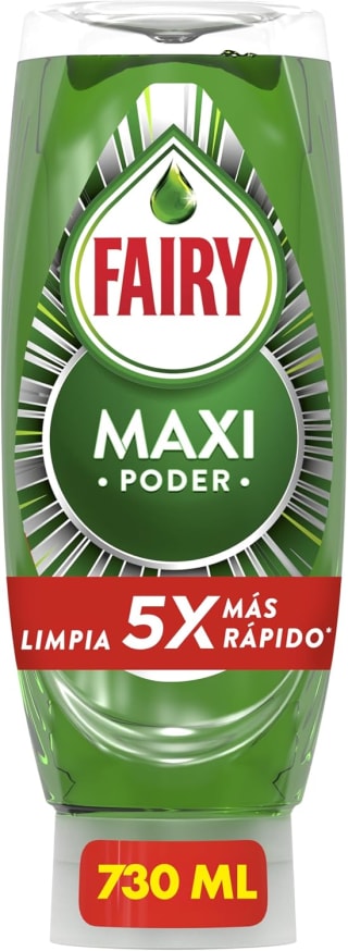 2 botes Fairy Maxi Poder Líquido Lavavajillas 730ml por 6.29€ en Amazon