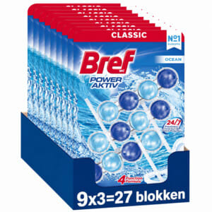 9x Bref Toiletblok Active Blue Ocean (27 blokken) voor €17,99 bij Plein