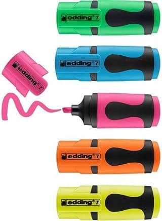Edding 7 minimarcador fluorescente (pack de 5) por 1,58€ en Amazon