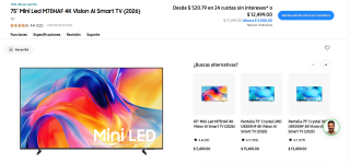 Televisor Samsung 75" Mini LED 4K por $10,124 | Oferta Samsung