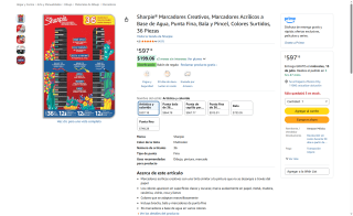 Sharpie Marcadores Acrílicos 36 pzs por $597 | Amazon