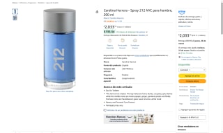 Perfume 212 NYC 200ml Eau de Toilette por $2,033 | Amazon