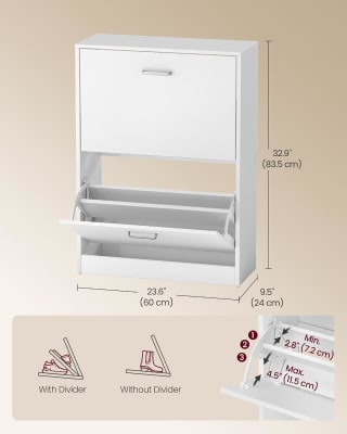 VASAGLE Shoe Storage Cabinet (2-tier, 60 x 24 x 83.5 cm) for £29.74 at Amazon