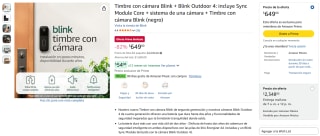 Timbre con cámara Blink + Blink Outdoor 4 por $649 en Amazon