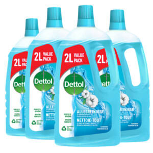 4x Dettol Allesreiniger Power & Fresh Katoenfris 2 liter voor €9,99 bij Plein
