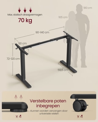 VASAGLE elektrisch verstelbare bureauframe. voor €57,99 bij Songmics