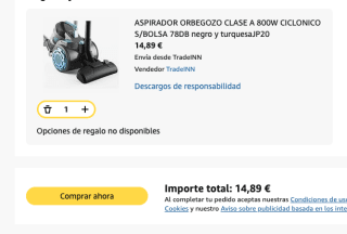 Orbegozo AP 8030 Aspirador Ciclónico 800W por solo 14.89€