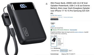 INIU Power Bank voor €21,69 bij Amazon