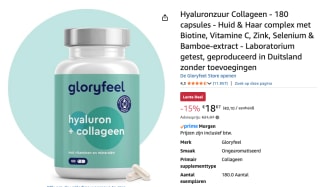 180 Capsules Hyaluronzuur Collageen voor €18,67 bij Amazon