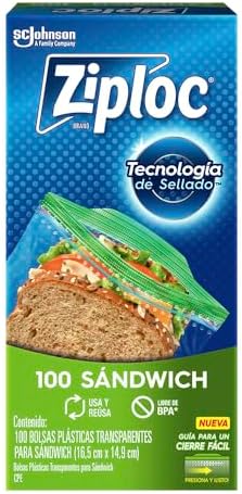 Ziploc Bolsas Herméticas para Sandwich, 100 Bolsas por $43.96 en Amazon
