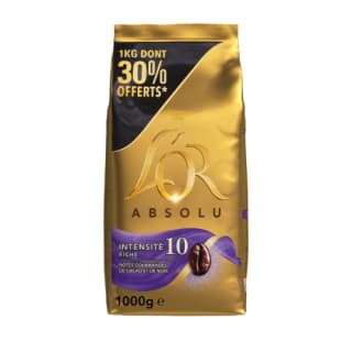 L'OR Absolu Intensité 10 — café en grains 1 kg pour 12,49€ chez Carrefour