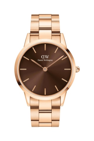 Reloj de cuarzo de acero y chapado en oro rosa D.Wellington Iconic Link Amber a 59.9€